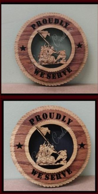 US Marine Corp ( USMC ) - Iwo Jima - ( Choice of Background Colors ) - Laser Cut 3D Wood Wall Tribute Plaque 5 5/8"