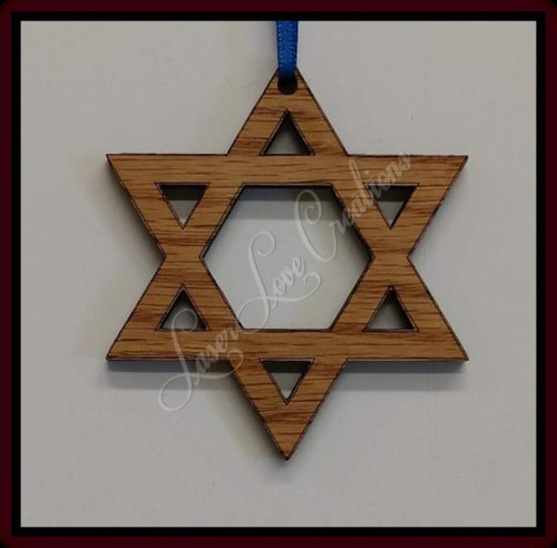 Star of David - Laser cut Wood Hanging Ornament