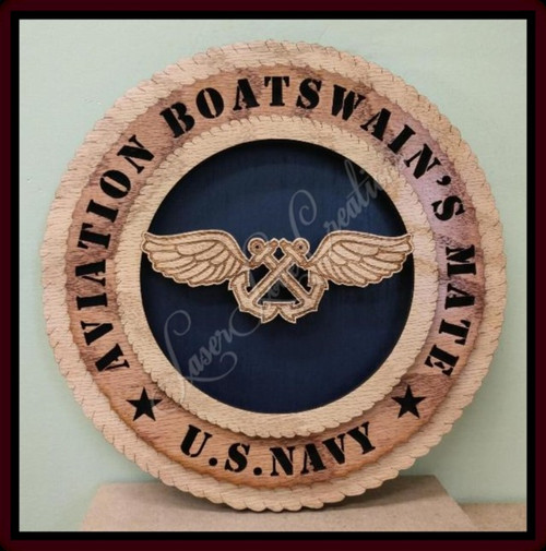US Navy - Aviation Boatswain's Mate - Laser Cut 3D Wood Wall Tribute Plaque 11¼"