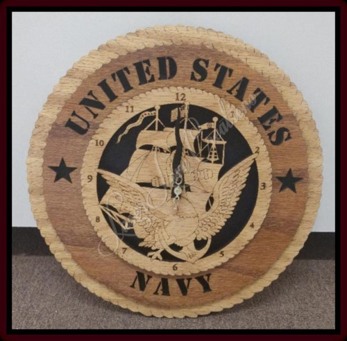 CLOCK - US Navy Enlisted - Laser Cut 3D Wood - 11¼"