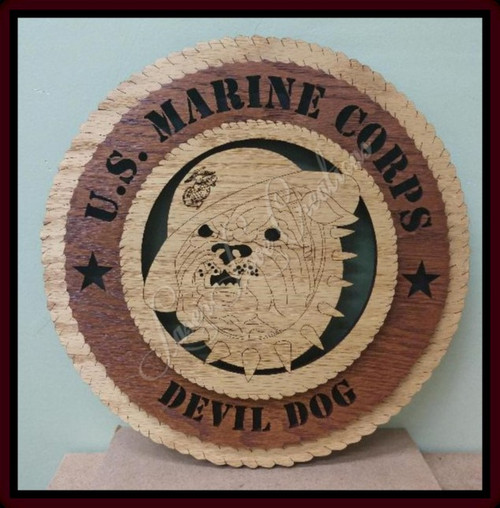 US Marine Corps Devil Dog - Laser Cut 3D Wood Wall Tribute Plaque 11¼"