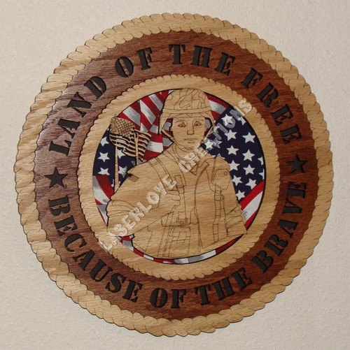 Land of the Free Because of the Brave Laser Cut 3D Wood Wall Tribute Plaque 11¼"
