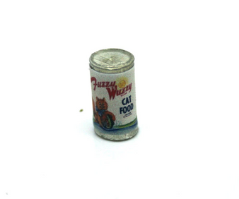 Fuzzy Wuzzy Cat Food Tin - Dollhouse - 12th Scale