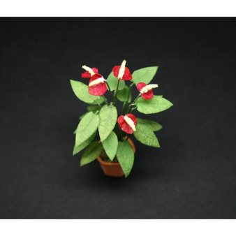 OOAK Oil Cloth Plant ~ Dolls House Miniatures ~ 12th Scale ~ Cold Porcelain Flowers-Miniature Flower- Jennifer Khan