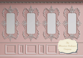 Pretty Pink Dollhouse Miniature Wallpaper - All Scales Available - Papers, Self Adhesive And Fabrics -Dollhouse Wallpaper