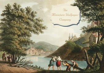 The Riverside Mural  Dollhouse Miniature Wallpaper - All Scales Available - Paper, Self Adhesive or Fabric - Miniature Paper