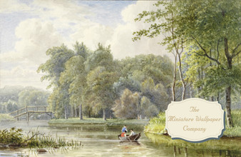Boating Lake Mural Dollhouse Miniature Wallpaper - All Scales Available - Paper, Self Adhesive or Fabric - Miniature Paper