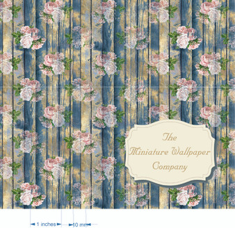 Blue Shabby Roses Wooden Floor