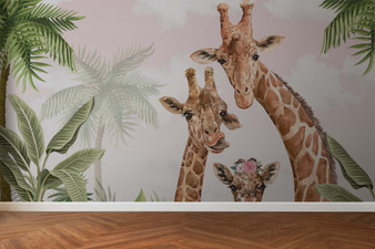 Giraffe Family Dollhouse Wallpaper
