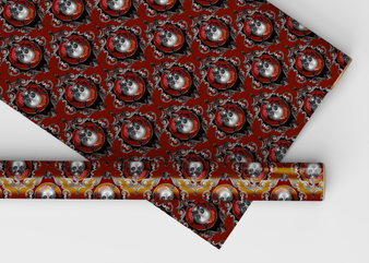 Gothic. Deep Red Skulls Luxury Dollhouse Wallpaper - Miniature Wallpaper - Miniature Flooring