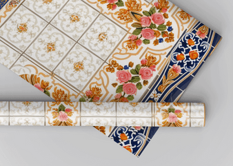 Floral Tiles Wall Panel Luxury Miniature Dollhouse Wallpaper