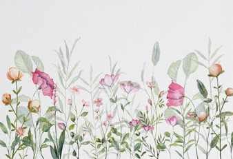Spring Flowers Wall Mural - Luxury Dollhouse Miniature Wallpaper - All Scales Available - Papers, Self Adhesive And Fabrics