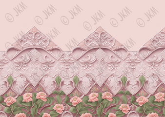 Pink Roses - Miniature Dollhouse Wallpaper