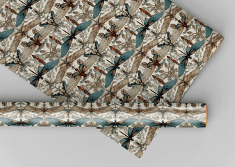 Gothic Dragonfly Dollhouse Miniature Wallpaper - All Scales Available - Self Adhesive And Fabrics - Miniature