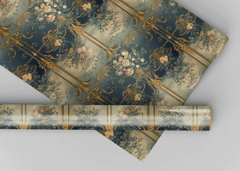 Maelle Gold Dollhouse Miniature Wallpaper - All Scales Available - Self Adhesive And Fabrics - Miniature