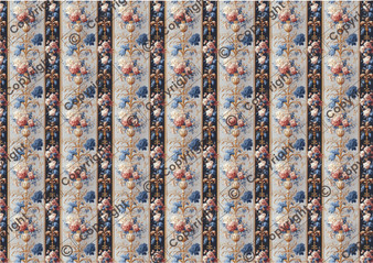 Valli Floral Stripe Dollhouse Miniature Wallpaper - All Scales Available - Self Adhesive And Fabrics - Miniature