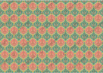 Mughal Pattern Dollhouse Miniature Wallpaper - All Scales Available - Self Adhesive And Fabrics - Miniature