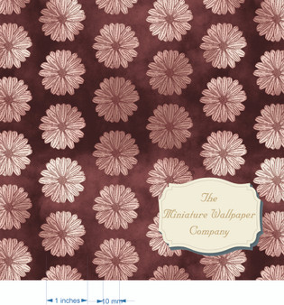 Dusky Daisy - Luxury Dollhouse Miniature Wallpaper - All Scales Available - Papers, Self Adhesive And Fabrics