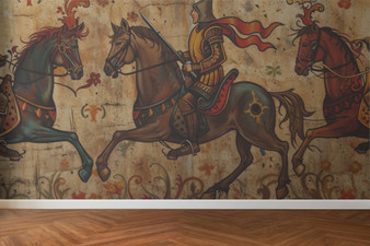 Tudor War Mural Dollhouse Miniature Wallpaper - All Scales Available - Paper, Self Adhesive or Fabric - Miniature Paper