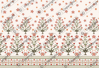 Dollhouse Miniature Wallpaper  - Blossom Trees & Border - All Scales Available - Self Adhesive And Fabrics - Miniature