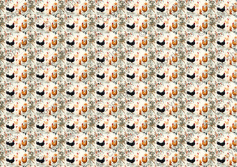 Kitchen Chickens Dollhouse Miniature Wallpaper - All Scales Available - Self Adhesive And Fabrics - Miniature