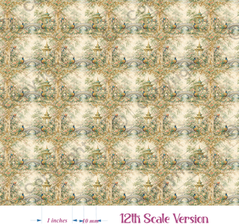 The Bridge Chinoisere Dollhouse Miniature Wallpaper - All Scales Available - Self Adhesive And Fabrics - Miniature