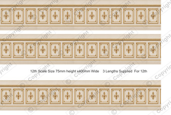 Rococo Palace Lower Border - Dollhouse Miniature Wallpaper - All Scales Available - Papers, Self Adhesive - Dollhouse Wallpaper