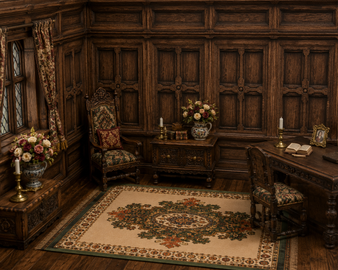 Tudor Panel - Dollhouse Miniature Wallpaper - All Scales Available - Papers, Self Adhesive And Fabrics