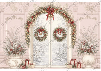 Festive Doorheight Dollhouse Miniature Wallpaper - All Scales Available - Self Adhesive And Fabrics - Miniature