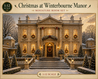 Christmas At Winterbourne Manor Dollhouse Miniature Wallpaper - All Scales Available - Self Adhesive And Fabrics - Miniature