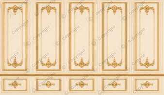The Gilded Riviera Panel With Border - Dollhouse Miniature Wallpaper - All Scales Available - Papers, Self Adhesive And Fabrics