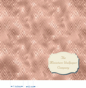 Rose Gold Deco Jag - Luxury Dollhouse Miniature Wallpaper - All Scales Available - Papers, Self Adhesive And Fabrics