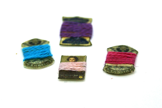 Four Thread Cards Dolls House Miniature - 12th Scale
