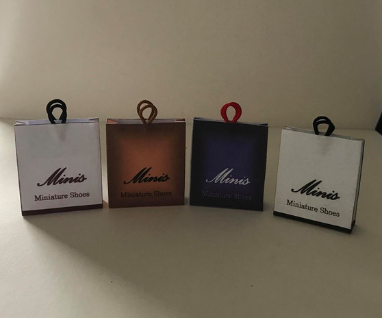 Set of 4 Bespoke Shopping Bags for Any Miniature Shop - Dolls House Miniature - 12th Scale