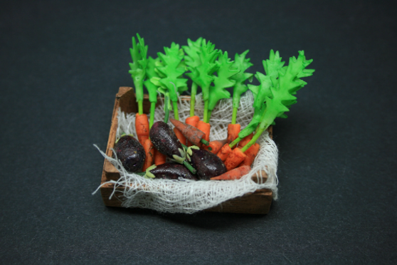 MTO -Vegetables in Basket 1 - 12th Scale For Dollhouse - Miniature Food-Miniature vegetables-12th scale Food - Made by Jennifer Khan