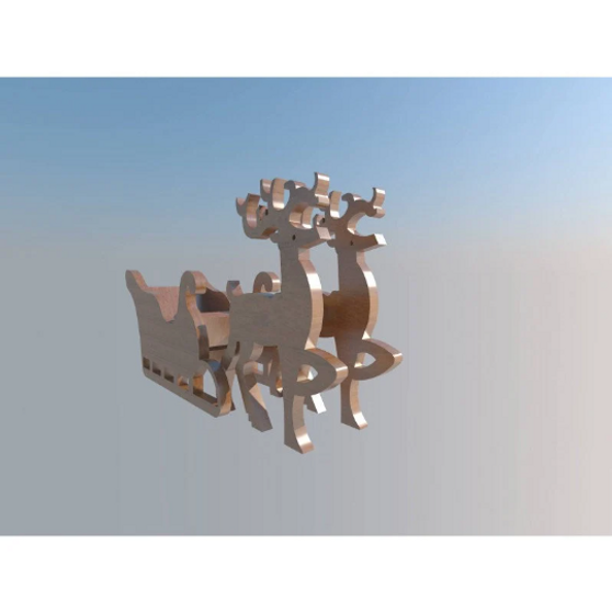 Deer & Sleigh Kit - Dolls House Miniature - 12th Scale