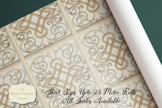 Golden Flick Ceiling Tiles - Dollhouse Wallpaper - All Scales Available - Material Choices - Dollhouse Ceiling - Miniature Ceiling