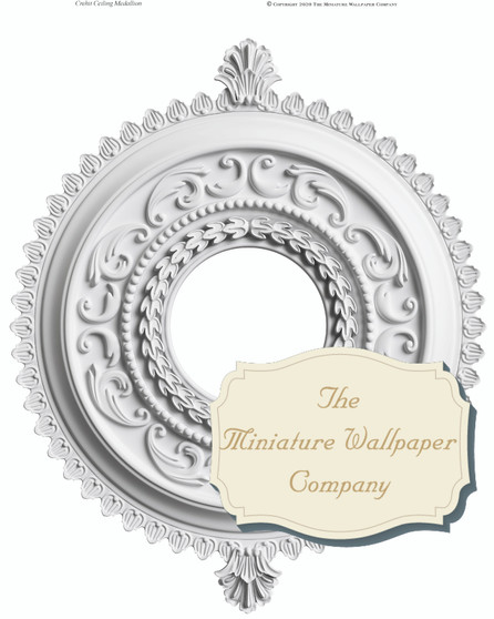 Crehit Ceiling Medallion - Dollhouse Wallpaper - Sizes For All Scales Available - Miniature Ceiling Paper - Dollhouse Ceiling