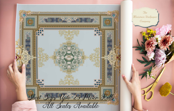 Laurent Ceiling - Dollhouse Wallpaper - Sizes For All Scales Available - Miniature Ceiling Paper - Dollhouse Ceiling
