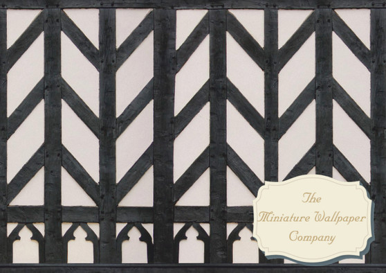 Tudor Beams Style 2 Dollhouse Miniature Flooring/Wall Paper - All Scales Available-Papers,Self Adhesive And Fabrics-Miniature