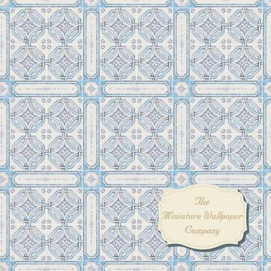 Blue Ceramic Floor Tile Geometric With Border