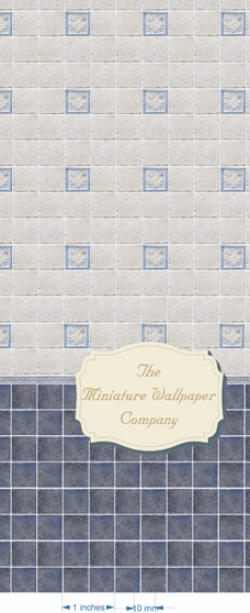 Blue Ocean Rock Tiles - Luxury Dollhouse Miniature Wallpaper - All Scales Available - Papers, Self Adhesive And Fabrics