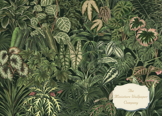 Green Forest Mural  Dollhouse Miniature Wallpaper - All Scales Available - Paper, Self Adhesive or Fabric - Miniature Paper