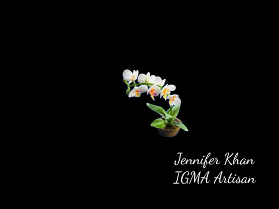 Small White Moth Orchid by Jennifer Khan IGMA Artisan - Ready to dispatch ~ Dolls House Miniatures ~ 12th Scale ~ Cold Porcelain Flowers-Miniature Flower - Dollhouse Flower- Jennifer Khan