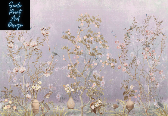 Malachi Garden Wall Mural - Miniature Wall Mural - Dollhouse Wallpaper - Miniature Flooring