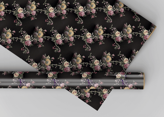Pembroke Flowers Dollhouse Miniature Wallpaper - All Scales Available - Papers, Self Adhesive And Fabrics - Dollhouse Wallpaper Luxury DollHouse Wallpaper