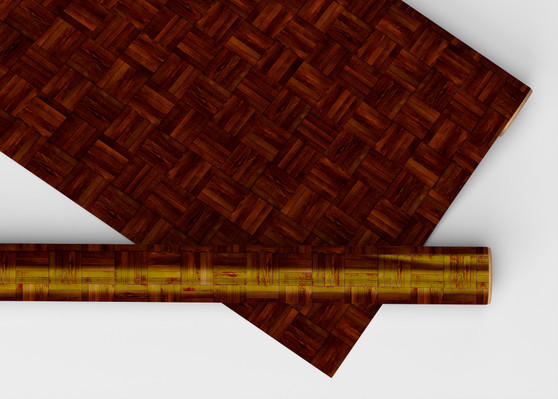 Mahogany Cross Parquet Flooring Luxury Wallpaper - Dollhouse Wallpaper - Miniature Wallpaper