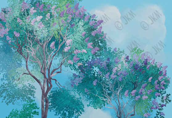 Wisteria Tree Original Mural - Luxury Dollhouse Miniature Wallpaper - Dollhouse Wallpaper - 6th to 144th Scale