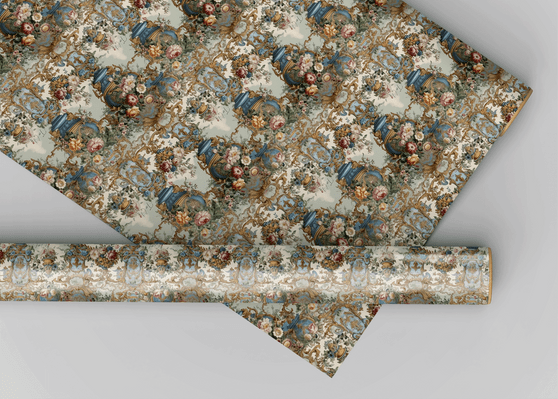 Erin Traditional Florals Luxury Dollhouse Miniature Wallpaper - All Scales Available - Papers, Self Adhesive And Fabrics