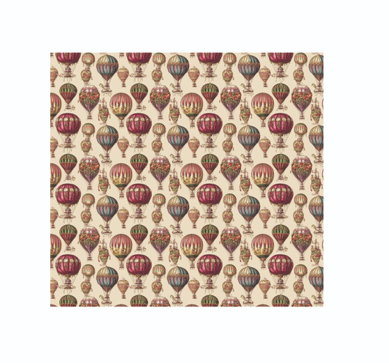 Vintage Hot Air Balloons Luxury Dollhouse Miniature Wallpaper - All Scales Available - Papers, Self Adhesive And Fabrics